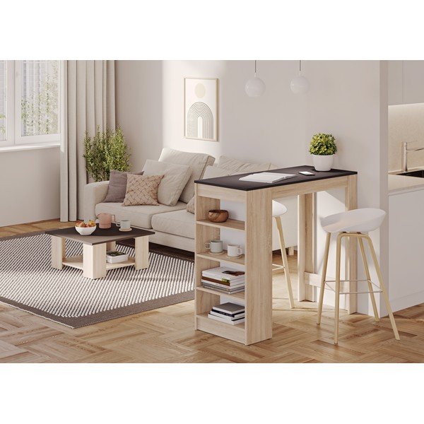 Bāra galds ar melnu galda virsmu 50x115 cm Aravis – TemaHome-image-1