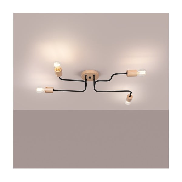 Melna/dabīga toņa griestu lampa 58x75 cm Dazzle – Sollux-image-1