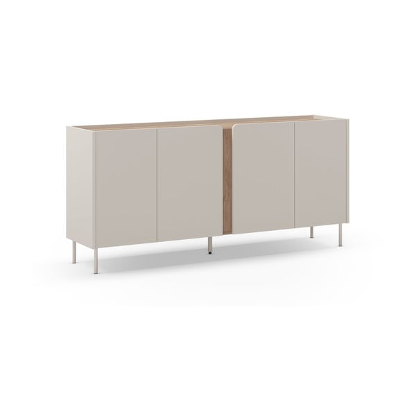 Krēmkrāsas/dabīga toņa kumode ar ozolkoka imitāciju 180x82x40 cm Lucile – Marckeric-image-2