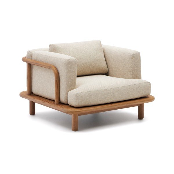 Bēšs/dabīga toņa masīvkoka dārza atpūtas krēsls Turqueta – Kave Home