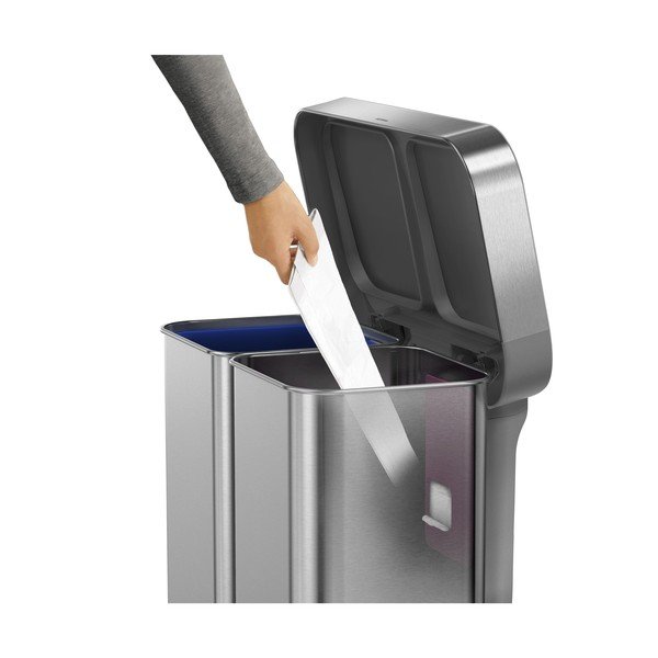 Sudraba krāsas atkritumu šķirošanas/ar pedāli tērauda atkritumu tvertne 34+24 l – simplehuman-image-3