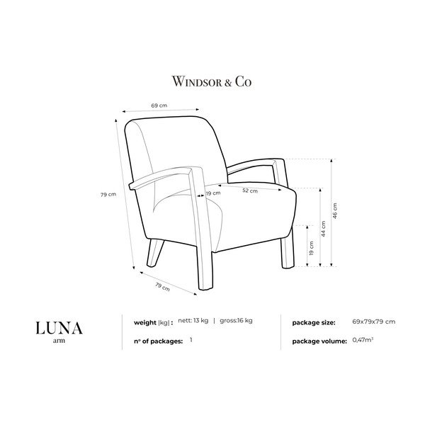 Bēšs krēsls ar gaišām kājām Windsor & Co Sofas Luna-image-3