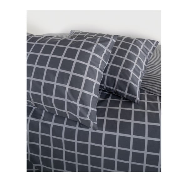 Pelēka vienguļamā gultas veļa no ranforce kokvilnas 140x200 cm Linear Calm Geometric – Mila Home Luxury-image-4