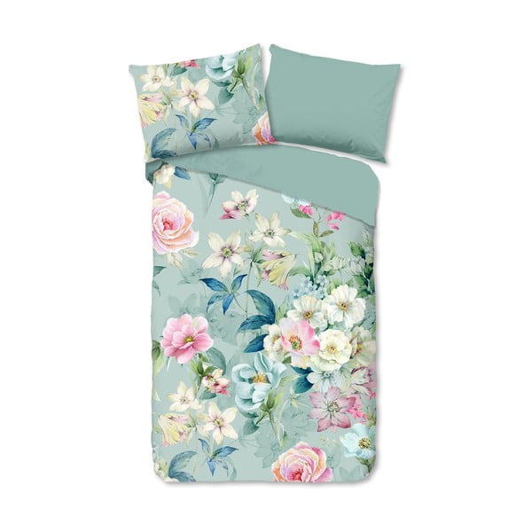 Piparmētru zaļa kokvilnas gultas veļa vienvietīgai gultai 140x200 cm – Good Morning