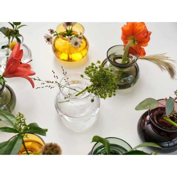 Okera dzeltena stikla rokām darināta vāze (augstums 9 cm) Inu – Zone-image-1