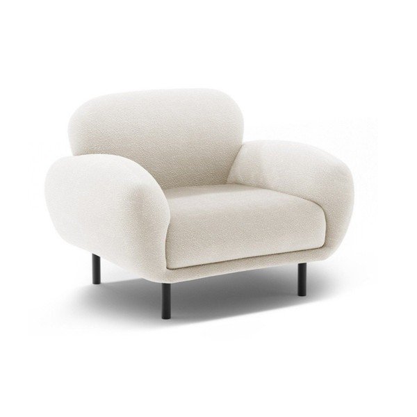 Balts atpūtas krēsls no buklē auduma Poppy – Micadoni 