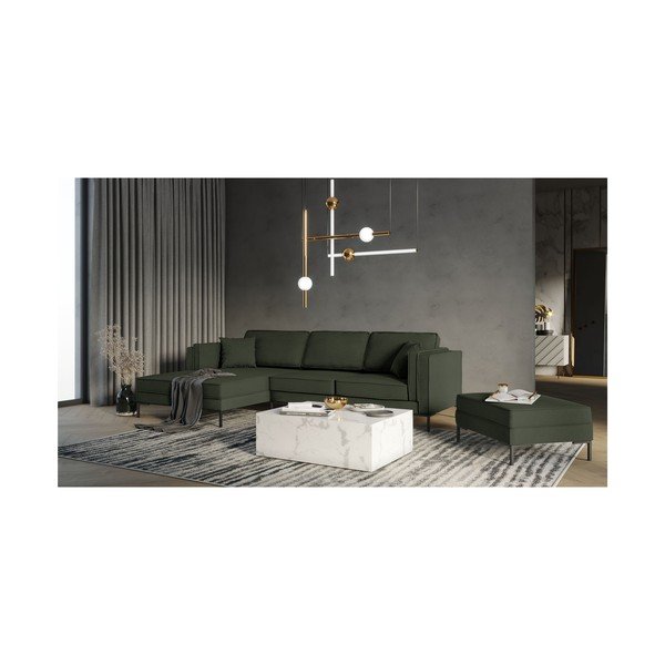 Tumši zaļš stūra dīvāns Milo Casa Attilio, kreisais stūris-image-4