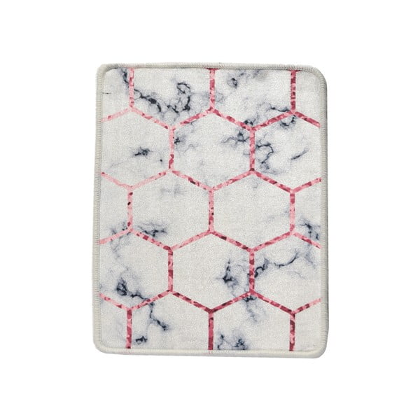 Balts/pelēks vannas istabas paklājs 60x40 cm Honeycomb – Foutastic-image-2