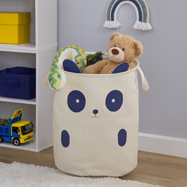 Balts tekstila bērnu rotaļlietu grozs ø 38x48 cm Mimo Panda Face – Premier Housewares-image-3