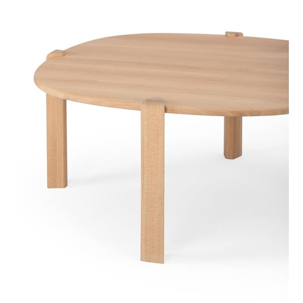 Dabīga toņa ozola masīvkoka apaļš žurnālgaldiņš ø 100 cm Kulin – Gazzda-image-4