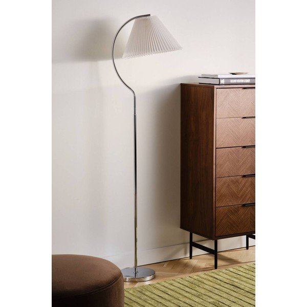 Balta/spīdīgas sudraba krāsas tekstila stāvlampa (augstums 165 cm) Celie – Jotex-image-2