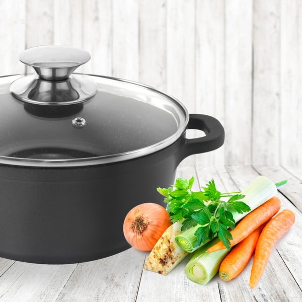 Katls ar nelīpošu virsmu un stikla vāku Pfluon Granit Orion Grande, ⌀ 20 cm-image-1