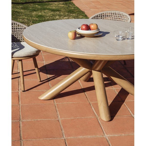 Apaļš dārza ēdamgalds ar keramikas virsmu ø 148 cm Mirtia – Kave Home-image-2