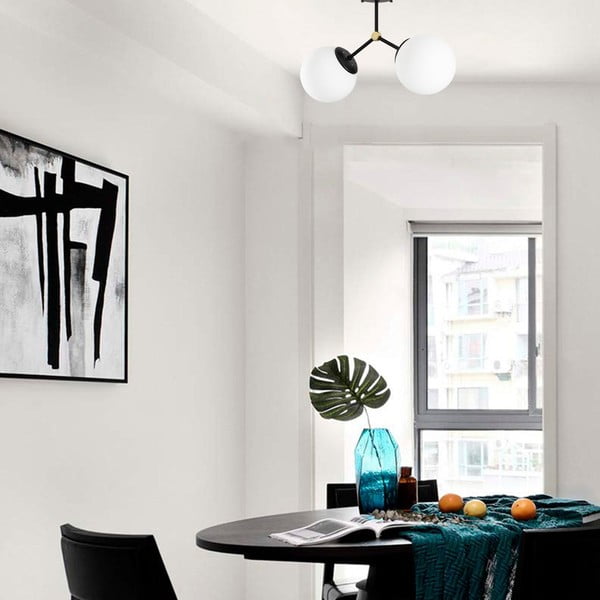 Melnbalta griestu lampa ar stikla abažūru 15x44 cm Damar – Opviq lights-image-1