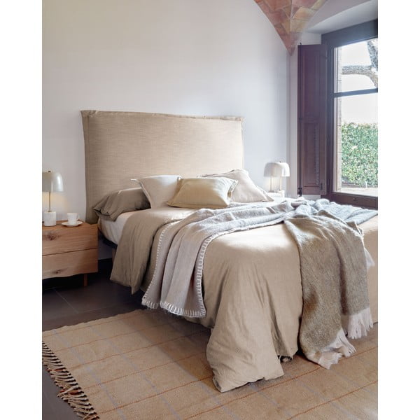 Bēšs polsterēts gultas galvgalis 206x106 cm Tanit – Kave Home-image-3