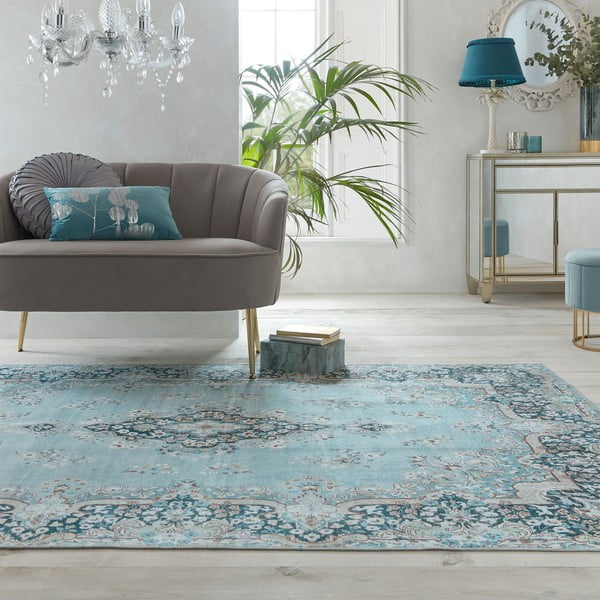 Tirkīzzils mazgājams paklājs 80x150 cm FOLD Colby – Flair Rugs-image-4