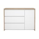 Balta/dabīga toņa kumode ar ozolkoka imitāciju 119x84x48 cm Next – Tvilum