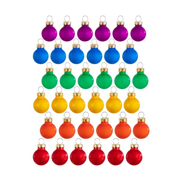 Stikla Ziemassvētku eglītes rotājumi (36 gab.) Rainbow Mini – Sass & Belle