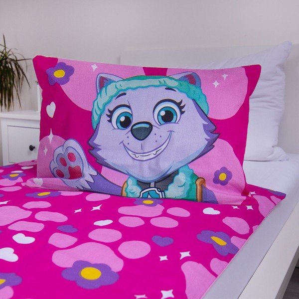 Rozā kokvilnas bērnu gultas veļa 100x135 cm Paw Patrol "Pawsome friendships grow" – Jerry Fabrics-image-4