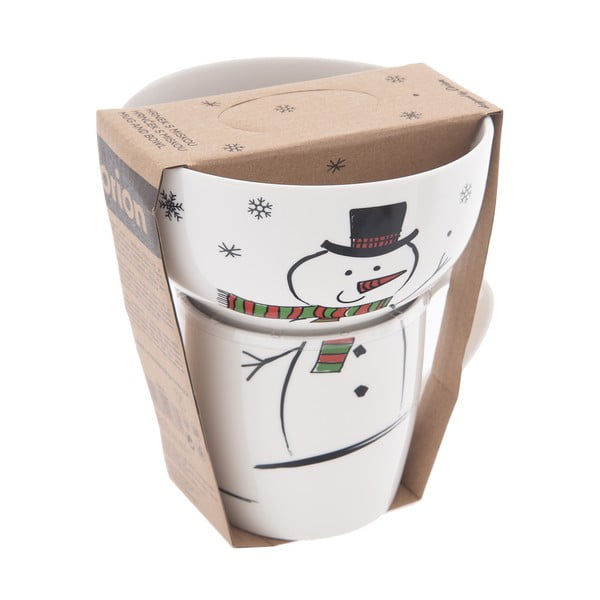 Balts porcelāna krūzes un bļodas komplekts ar Ziemassvētku motīvu (2 gab.) 350 ml – Orion-image-4