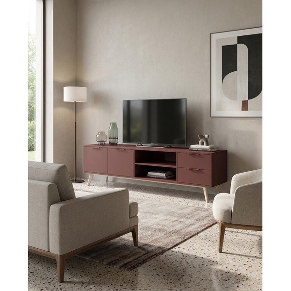 Terakotas oranžs matēts TV galdiņš 180x53x40 cm Campus – Marckeric-image-4