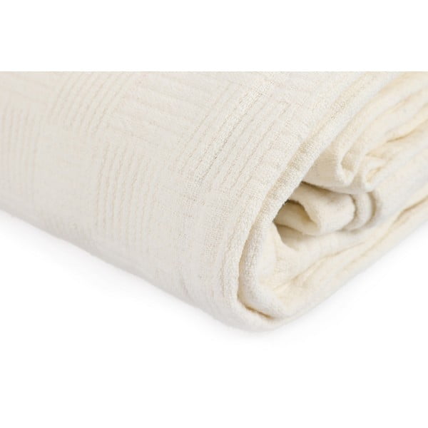 Kokvilnas viegls gultas pārklājs Pique Cream, 200 x 240 cm-image-2