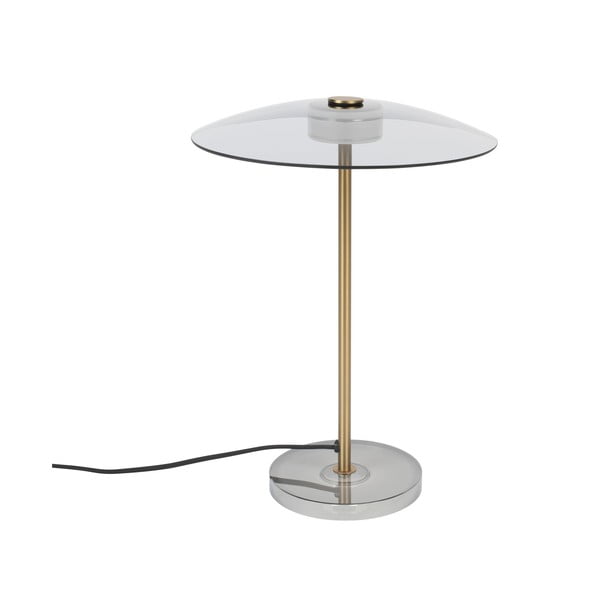Pelēka/zelta krāsas LED galda lampa ar regulējamu spilgtumu un stikla abažūru (augstums 42 cm) Float – Zuiver