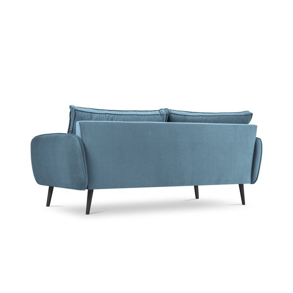 Gaiši zils samta dīvāns ar melnām kājām Kooko Home Lento, 198 cm-image-3