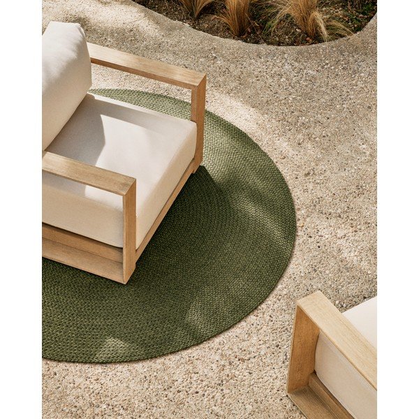 Zaļš apaļš iekštelpu un āra paklājs no pārstrādātas šķiedras ø 150 cm Despas – Kave Home-image-1