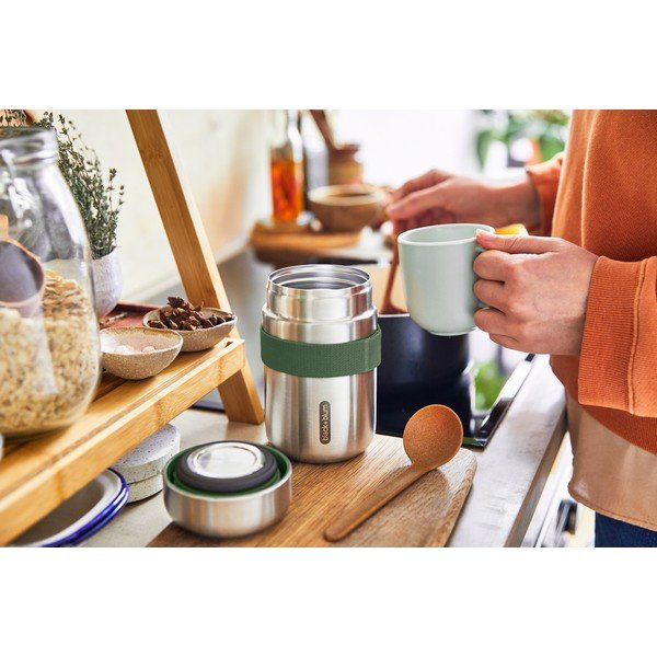 Sudraba krāsas nerūsējošā tērauda termoss pārtikai 400 ml – Black + Blum-image-1