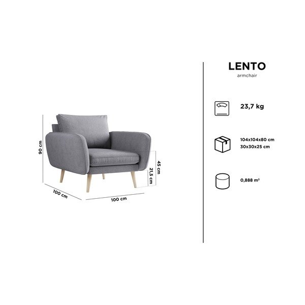 Pelēks atpūtas krēsls Kooko Home Lento-image-3