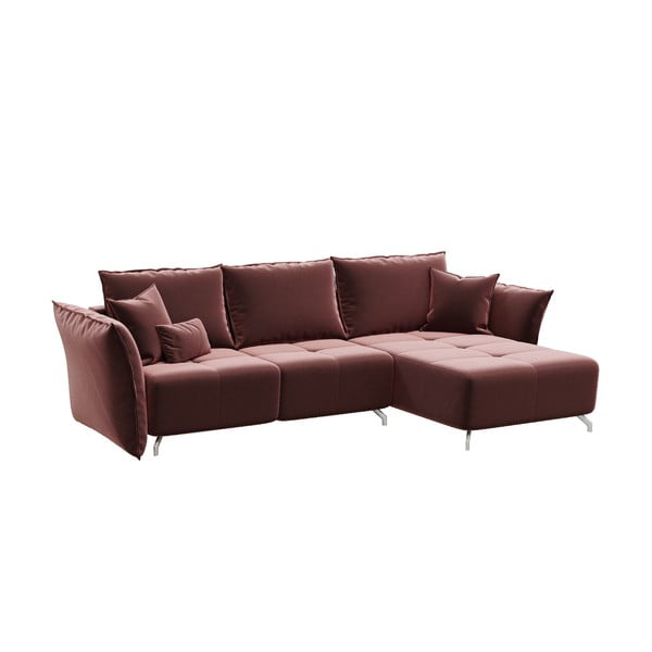 Tumši rozā samta izvelkamais dīvāns ar maināmu stūri Devichy Hermes