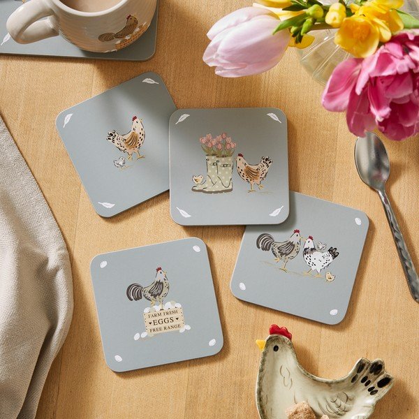 Pelēki korķa paliktņi (4 gab.) Hen House Lane – Cooksmart ®-image-1