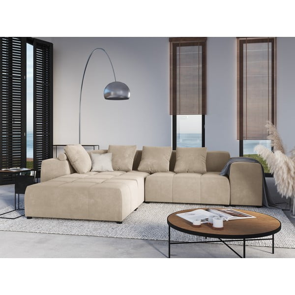 Bēša samta atzveltne modulārajam dīvānam Rome Velvet – Cosmopolitan Design -image-4