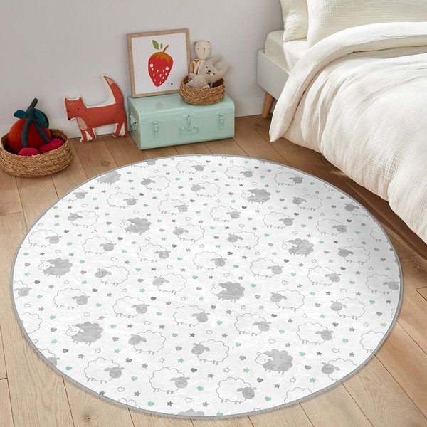 Balts/gaiši pelēks bērnu paklājs ø 80 cm Comfort – Mila Home-image-3