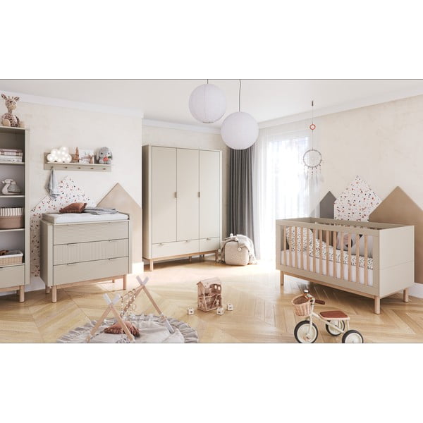 Bēša zema bērnu kumode 100x52 cm Miloo – Pinio-image-4