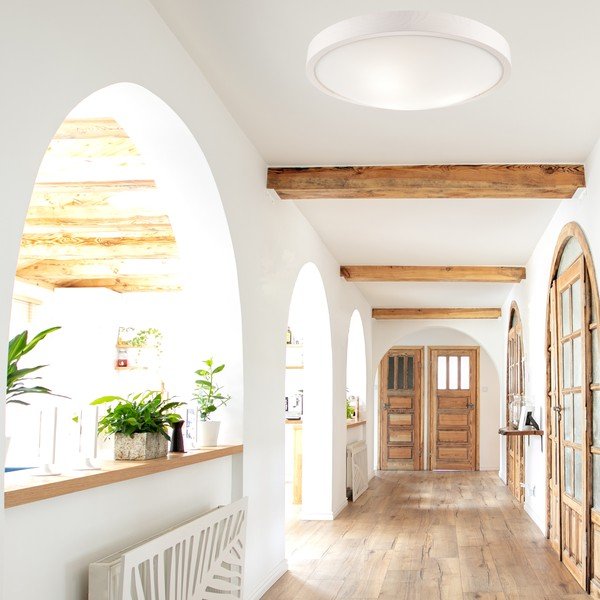 Balta griestu lampa ar stikla abažūru – LAMKUR-image-2