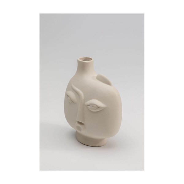 Bēša keramikas ar rokām apgleznota vāze Spherical Face – Kare Design-image-1