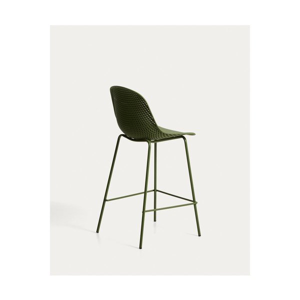Zaļš metāla/plastmasas dārza bāra krēsls Quinby – Kave Home-image-2