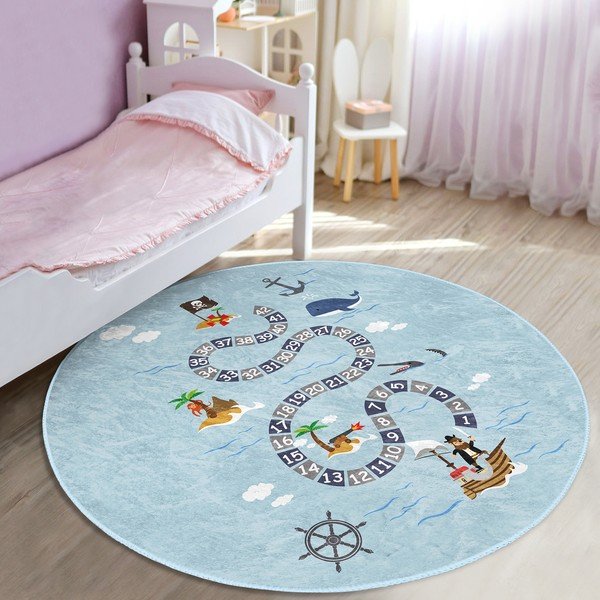 Gaiši zils bērnu paklājs ø 100 cm Comfort – Mila Home-image-1