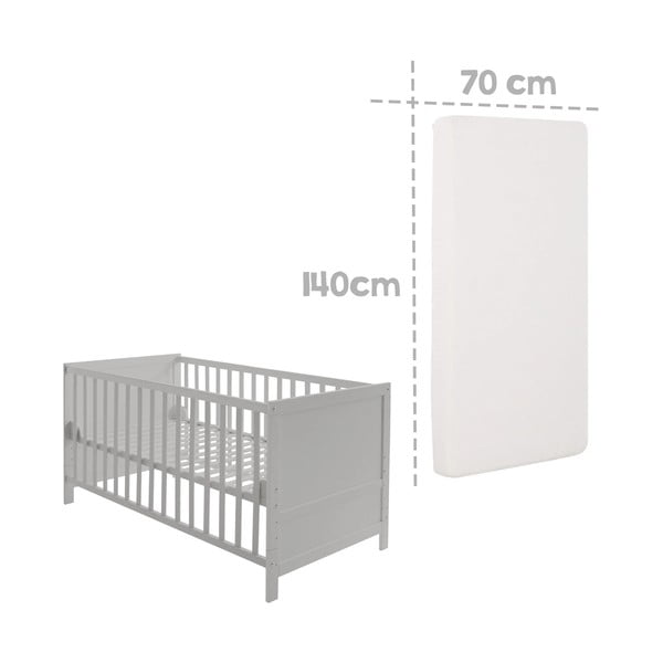 Gaiši pelēka bērnu gultiņa ar baldahīnu 70x140 cm Sternenzauber – Roba-image-2