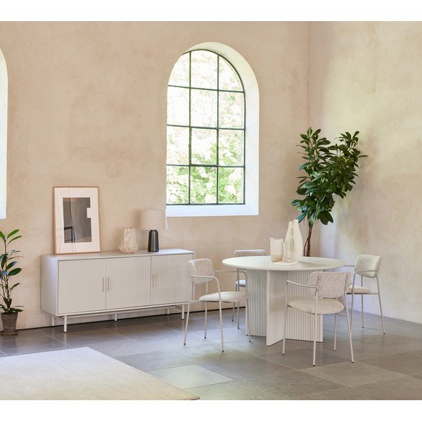 Gaiši pelēks apaļš ēdamgalds ø 110 cm Palma – Unique Furniture-image-1