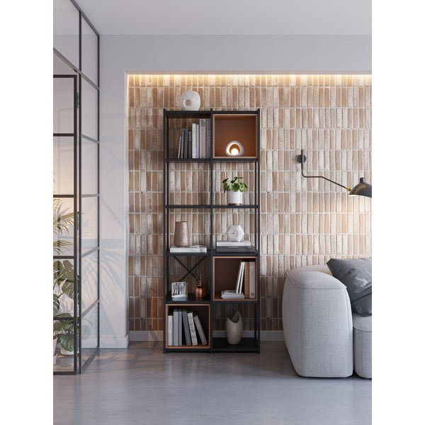 Melns/ķieģeļu sarkans grāmatplaukts 71x179 cm Anya – Marckeric-image-1