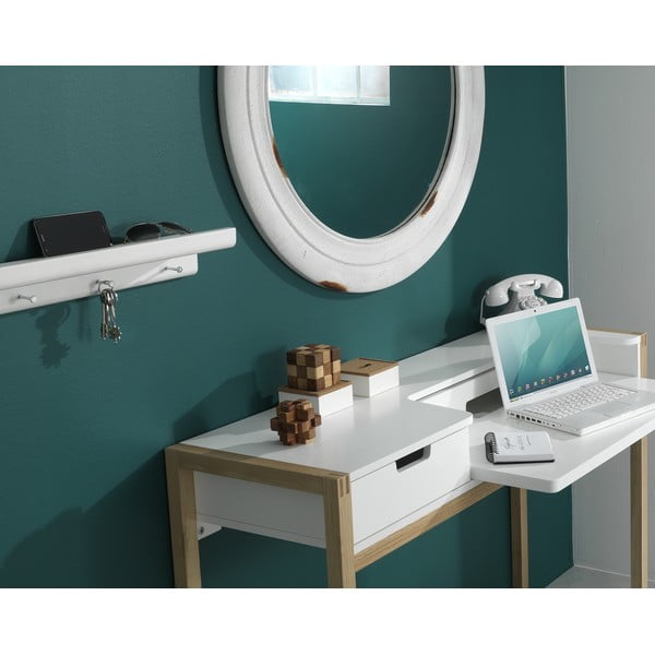 Balts egles masīvkoka sienas pakaramais ar plauktu Trays – Tomasucci-image-1