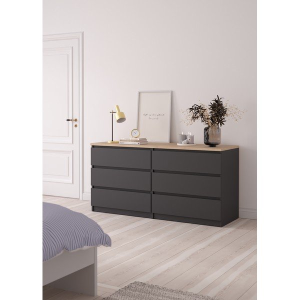 Tumši pelēka kumode 154x76x50 cm Naia – Tvilum-image-1