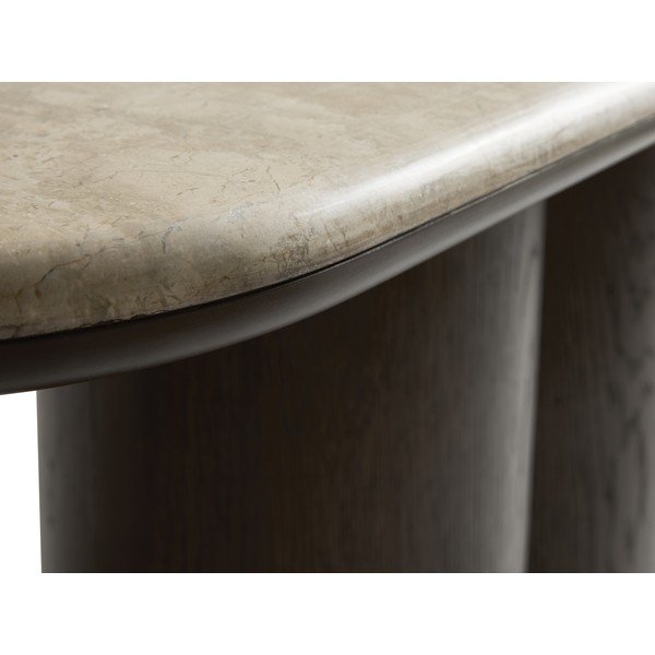 Tumša dabīga toņa konsoles galds ar marmora virsmu 38x120 cm Piazze – Unique Furniture-image-3