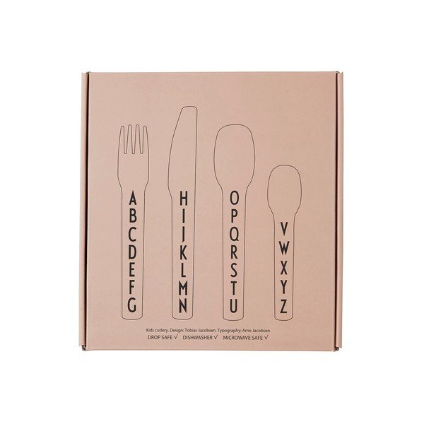 4 daļīgs rozā bērnu galda piederumu komplekts Design Letters-image-2