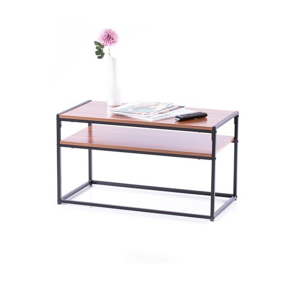 Brūns žurnālgaldiņš ar valrieksta koka imitācijas galda virsmu 40x80 cm Pjan – Homede-image-3