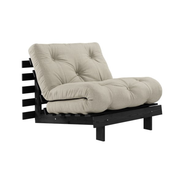 Pelēks/bēšs lina atpūtas krēsls Roots Black Night – Karup Design