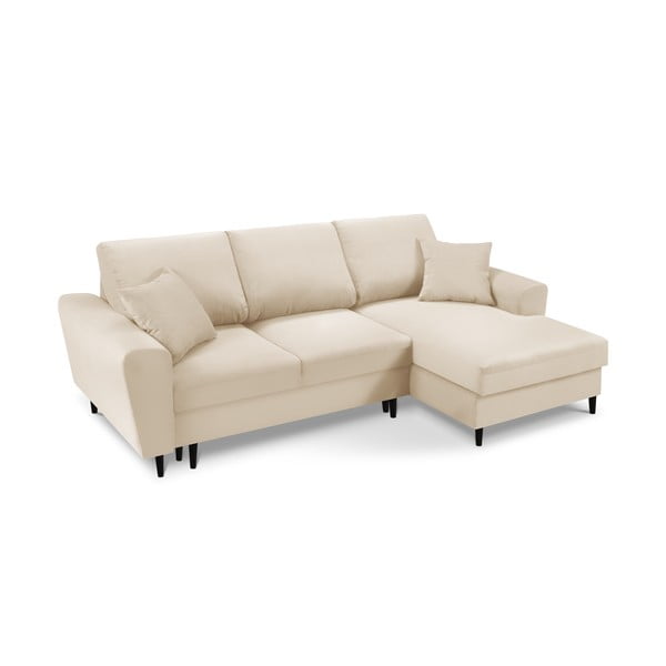 Bēšs stūra velveta dīvāns Kooko Home Jazz, labais stūris-image-3